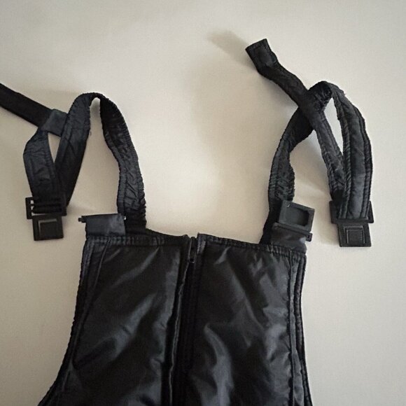 VTG Swiss Alps Outdoor Line Rugged Wear Black Ski Bib Pants Size L Waist 36 Goth - Picture 10 of 14
